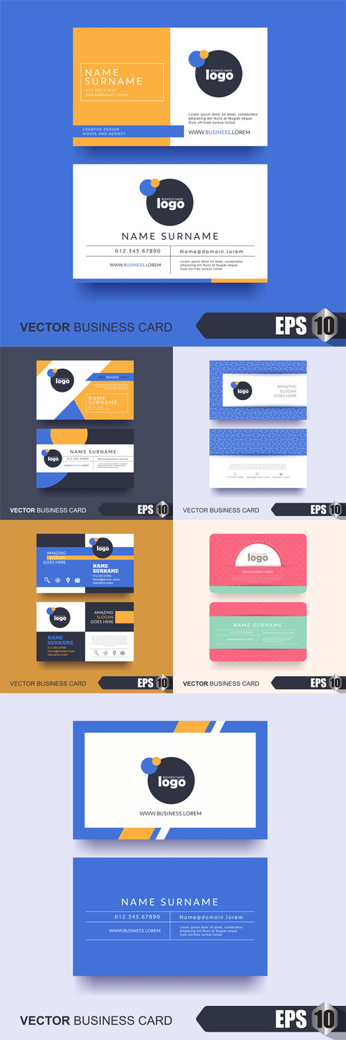 Vector Business Card Design Layout Template with Modern Pattern