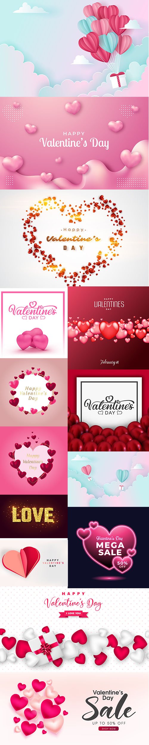 Set of Romantic Valentines Day Illustrations