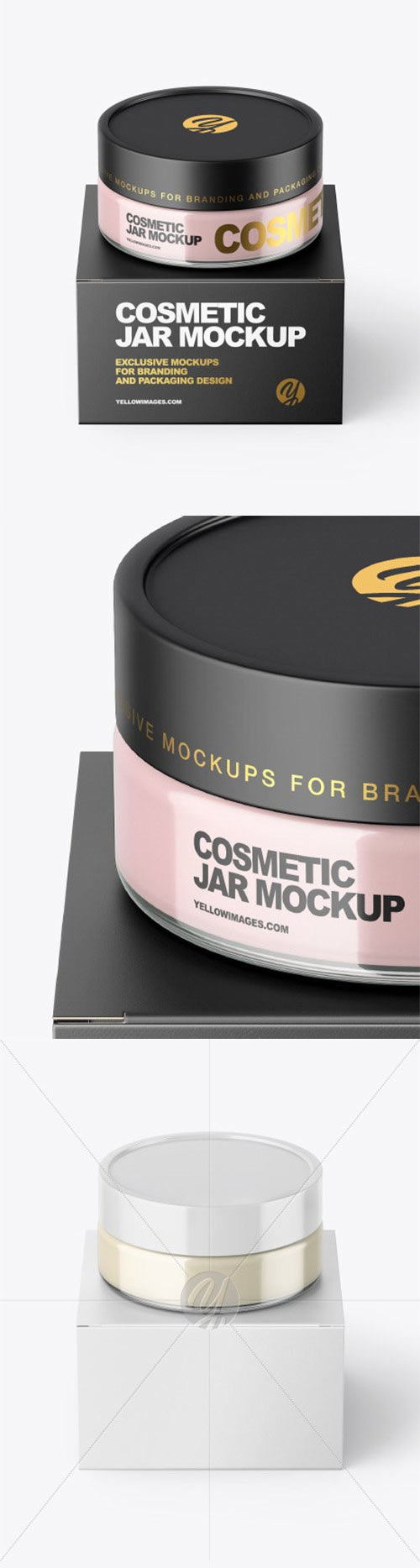 Clear Glass Cosmetic Jar with Paper Box Mockup