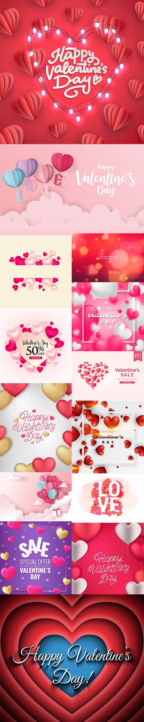 Set of Romantic Valentines Day Illustrations Vol 2