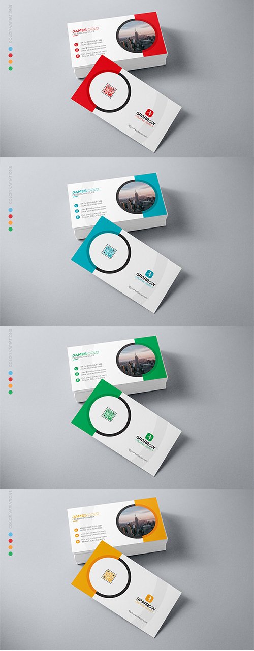 Business Card 4 Colors Template