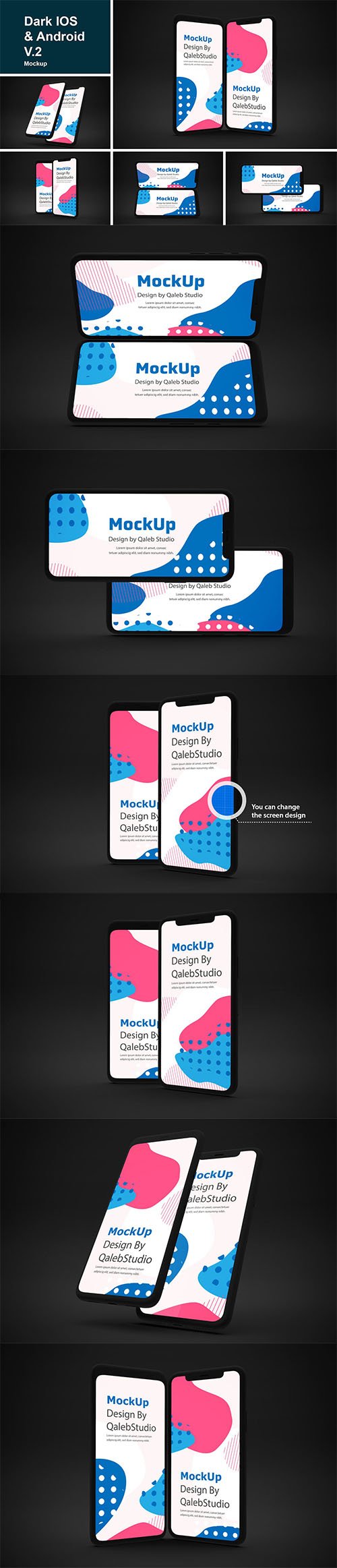 Dark IOS & Android Mockup V.2