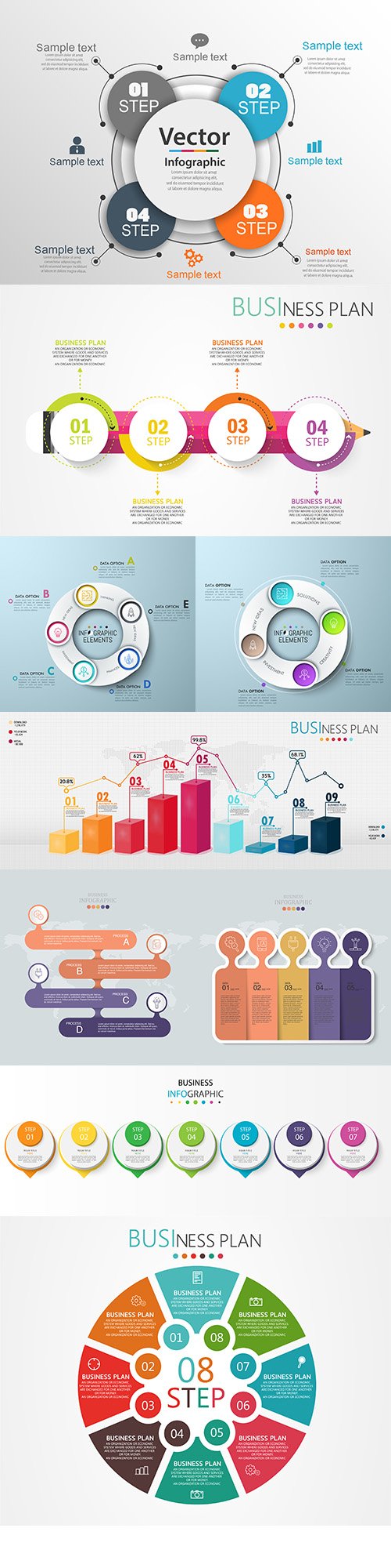 Business infographics options elements collection 128