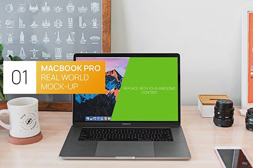 New MacBook Pro Touchbar Real World PSD Mock-Up
