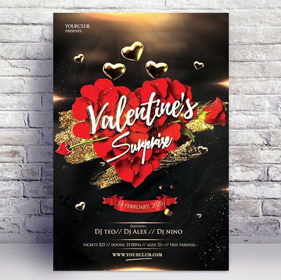 Elegant Valentine's Event - Premium flyer psd template