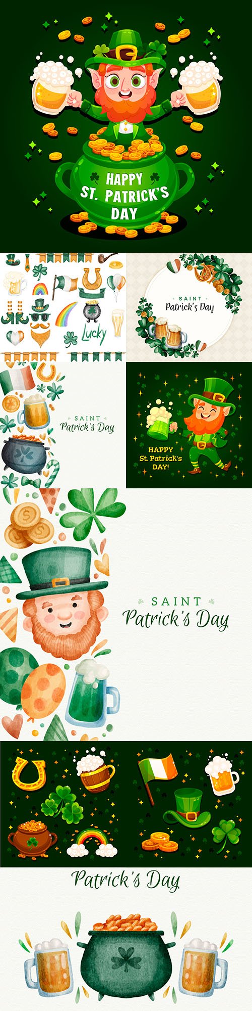 St. Patrick's Day party design vector illustrations 4