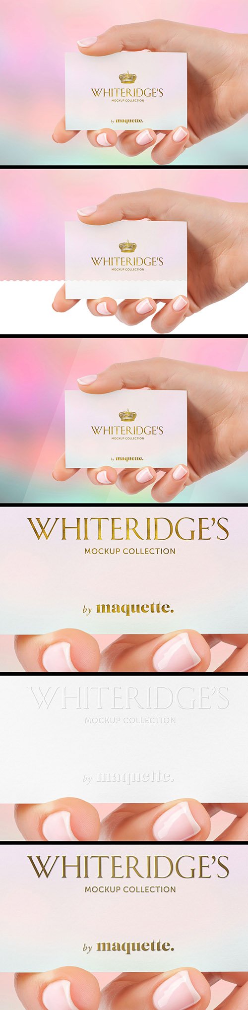 Hand with Gold-Embossed Business Card Mockup 15