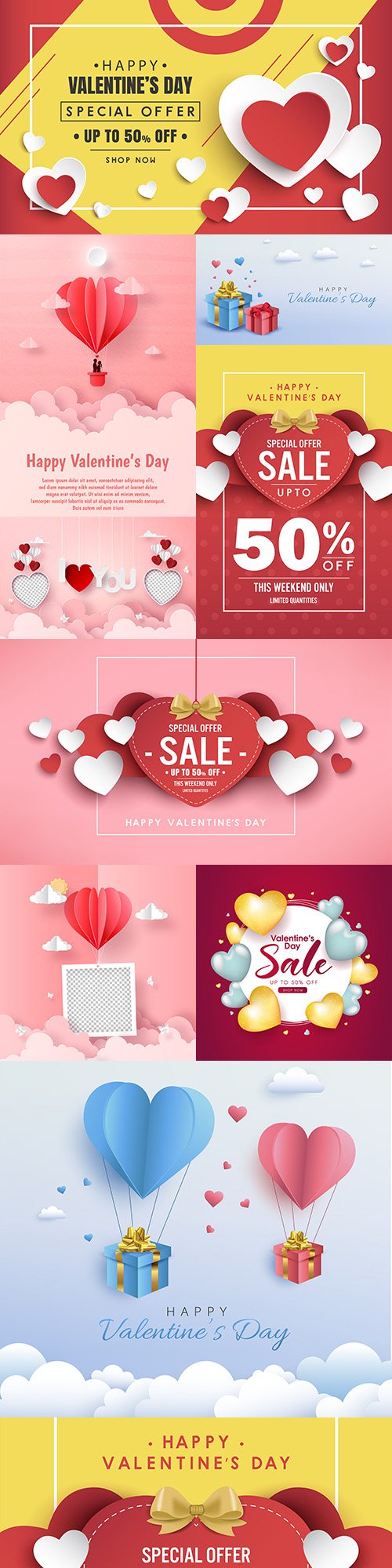 Happy Valentine's Day romantic decorative illustrations 36