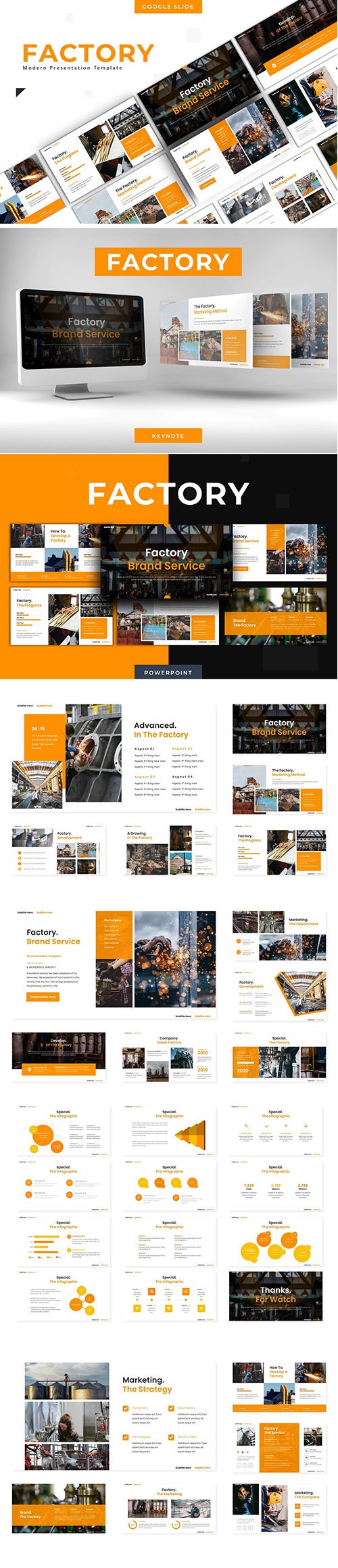 Factory Brand Services - Powerpoint Template, Keynote and Google Slide Template