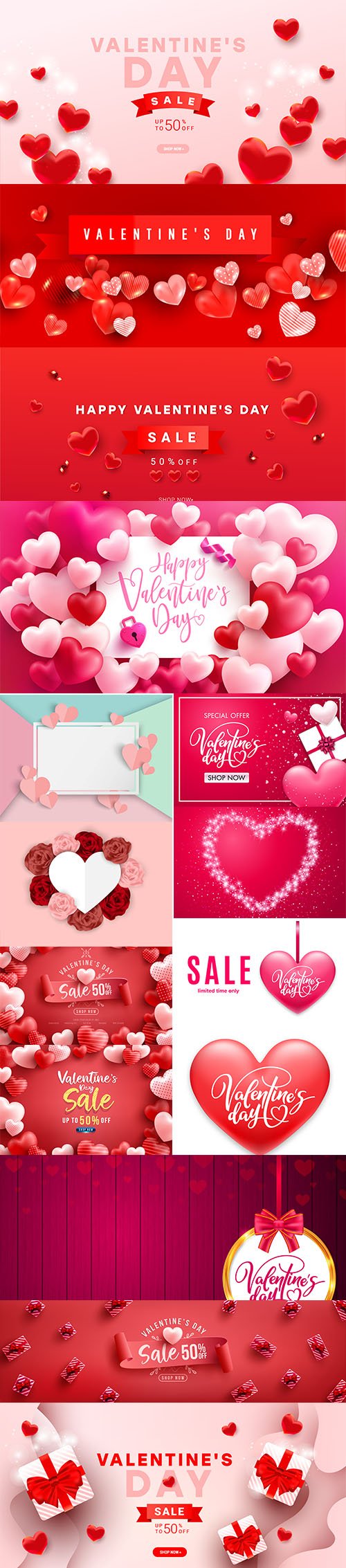 Set of Romantic Valentines Day Illustrations Vol 4