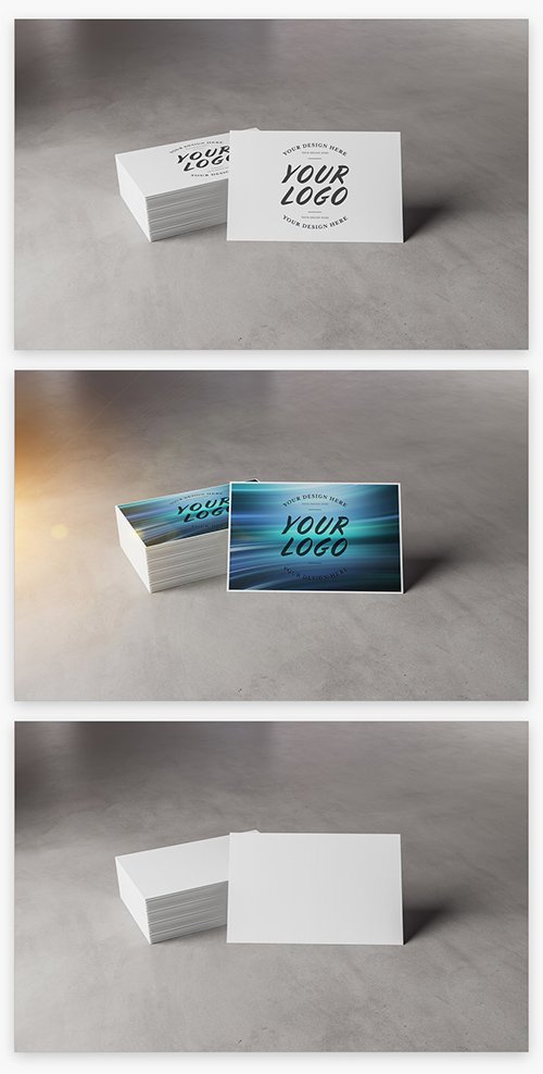 Stack of Business Cards on Concrete Mockup