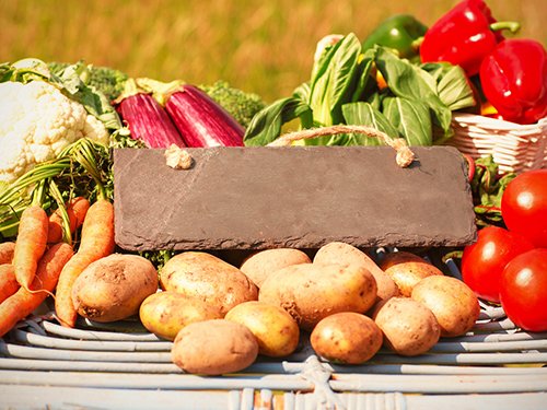 Slate and Fresh Vegetables Mockup