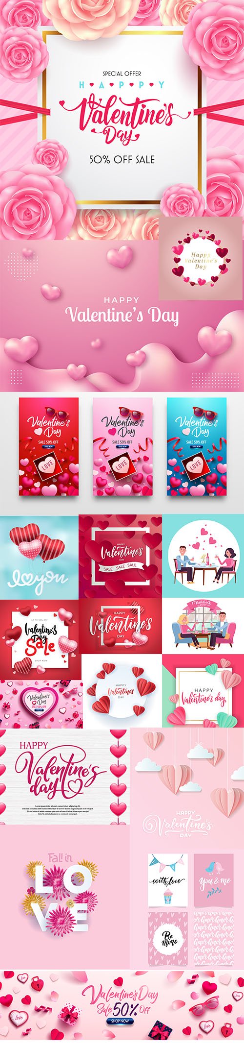 Set of Romantic Valentines Day Illustrations Vol 6
