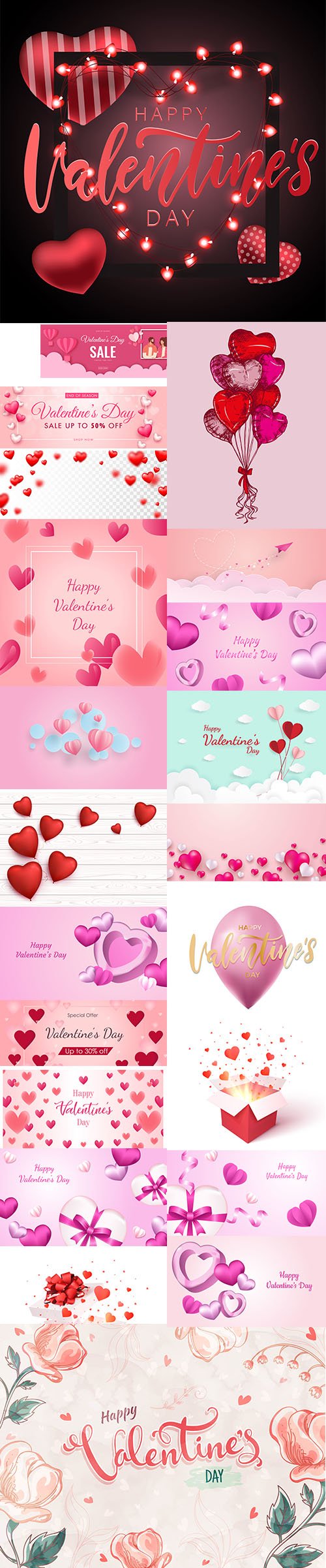 Set of Romantic Valentines Day Illustrations Vol 11