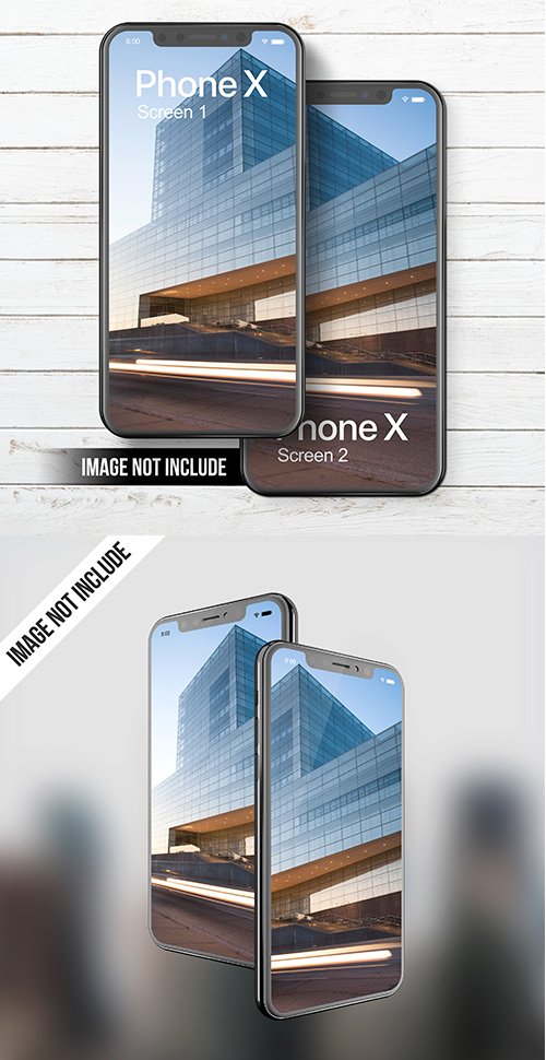 Phone X PSD Mockup Dual Screen Set