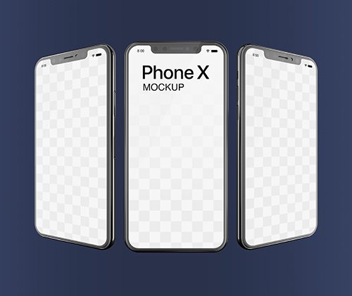 Phone X PSD Mockup Triple Screen