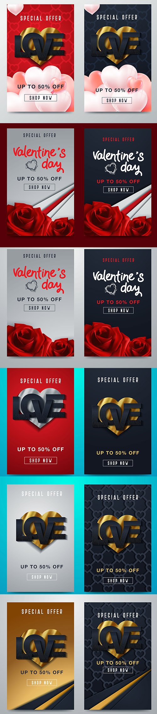 Set of Valentines Day Banner Template