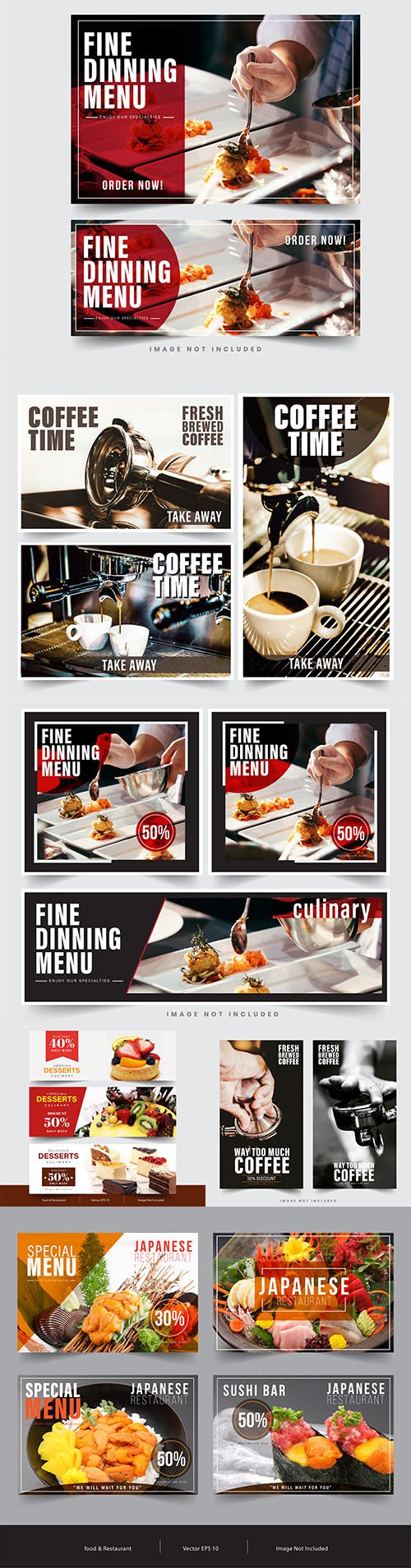 Banner restaurant social networks design template