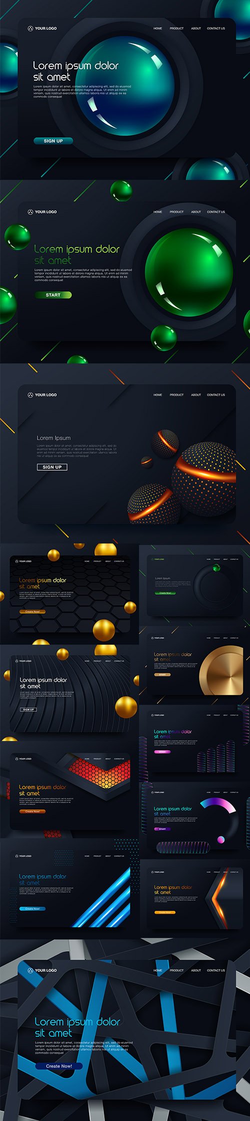 Landing Page Website Template Design Set