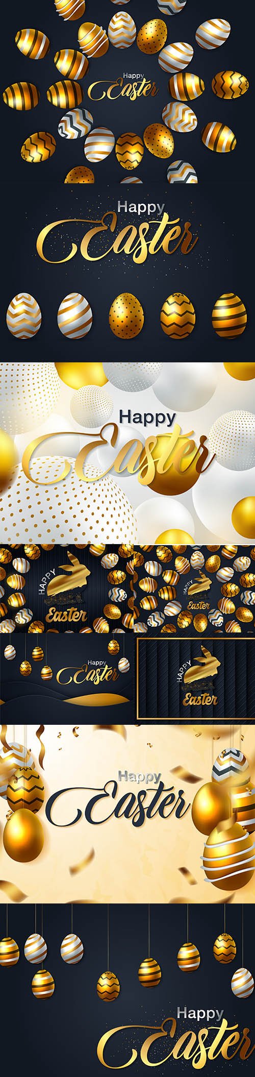 Happy Easter Luxury Backgrounds Template Vector Set