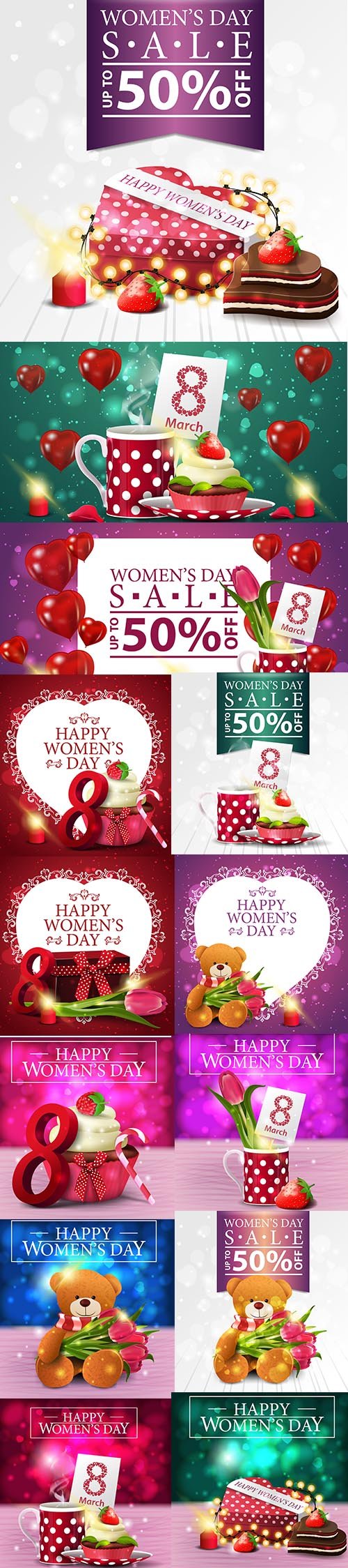 Set of Womens Day Sale Illustrations