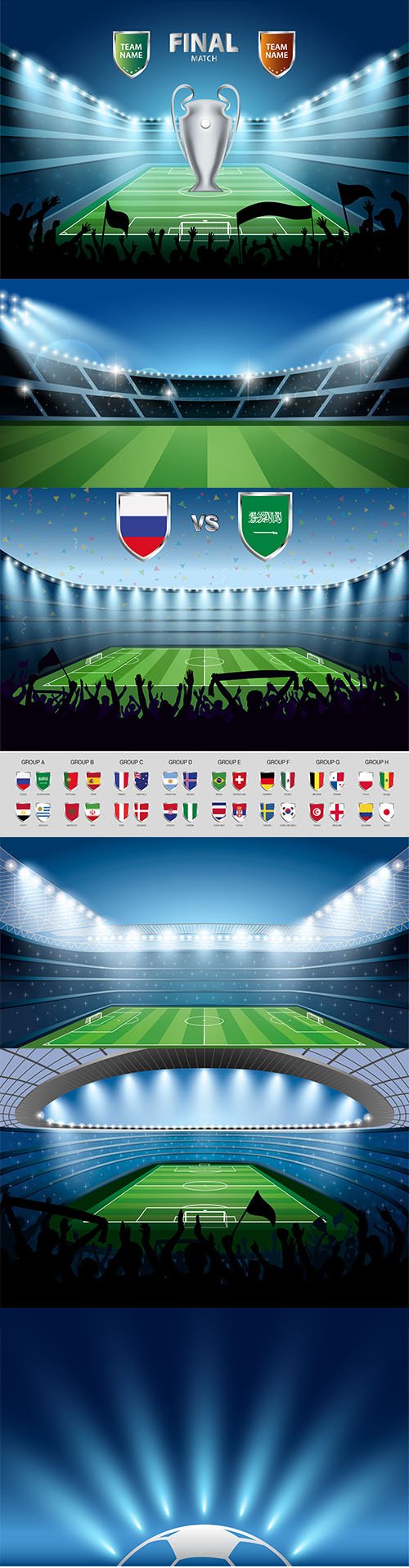 Set of Soccer Stadium Illustrations