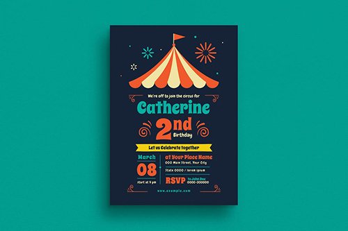 Carnival Birthday Invitation PSD