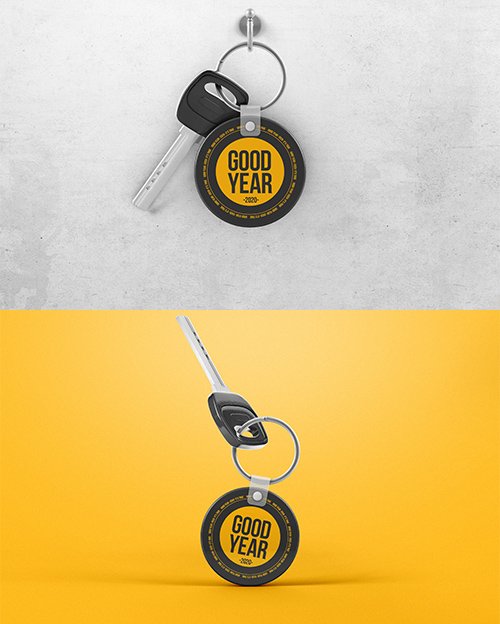 Key with Circle Keychain Hanging Hook Mockup