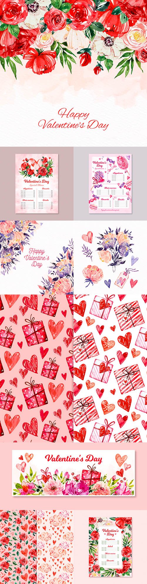 Happy Valentine's Day romantic decorative illustrations 42