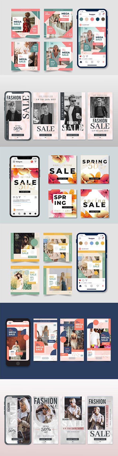 Instagram post spring sale design collection