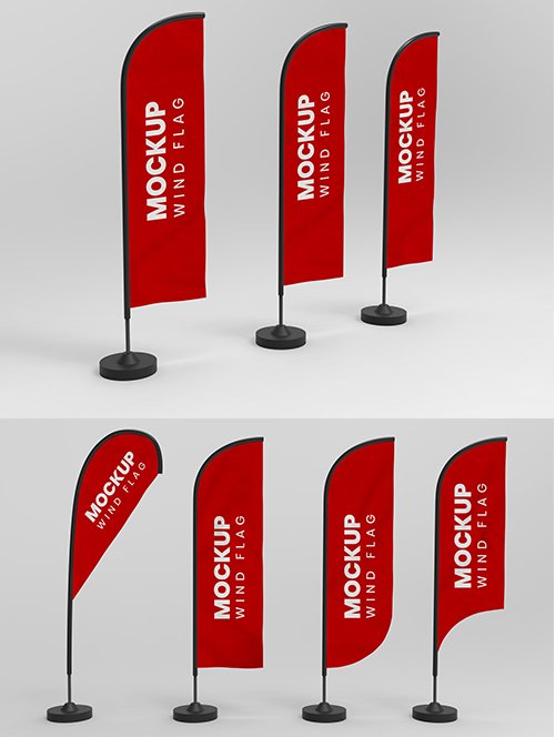 Wind Flag Mockup Set