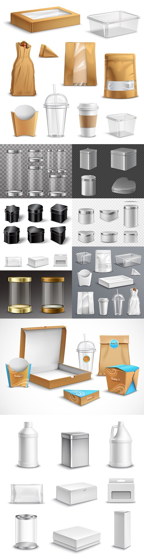 Food packaging and glass jars realistic kit