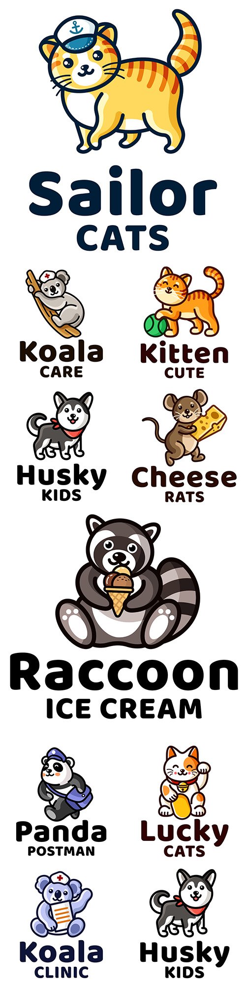 Fun animal design logo template for children