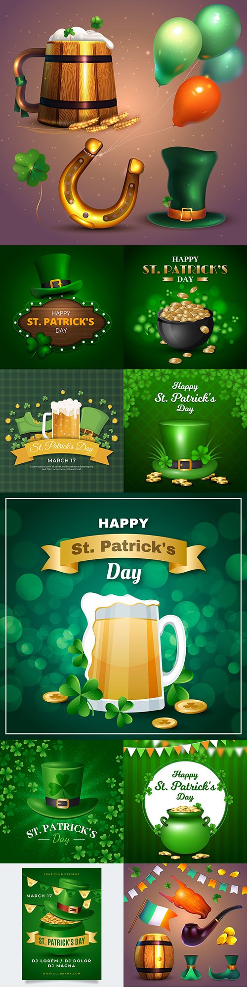 St. Patrick's Day party design vector illustrations 5