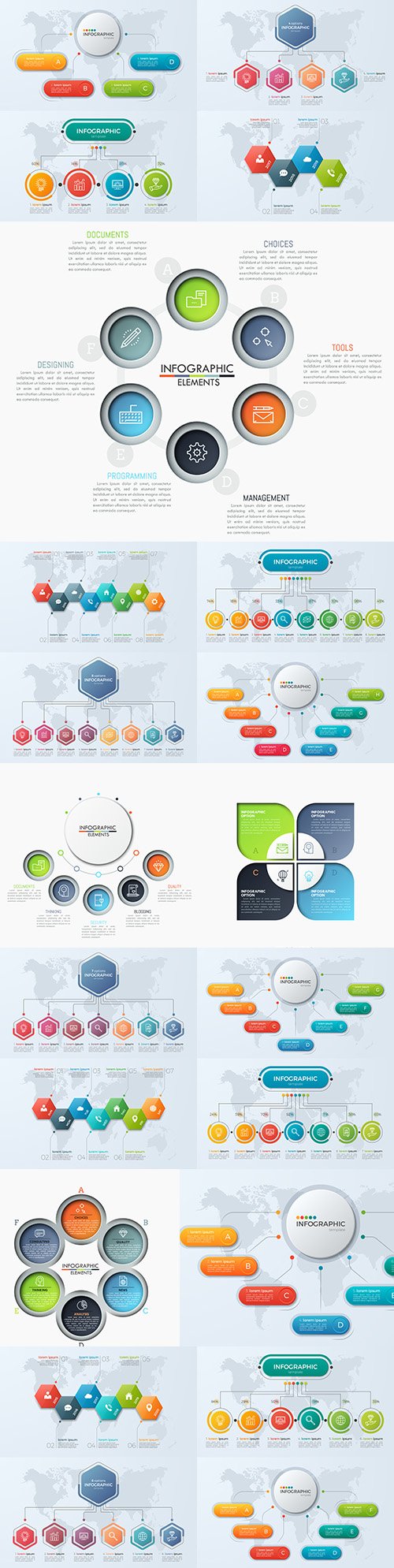 Business infographics options elements collection 130