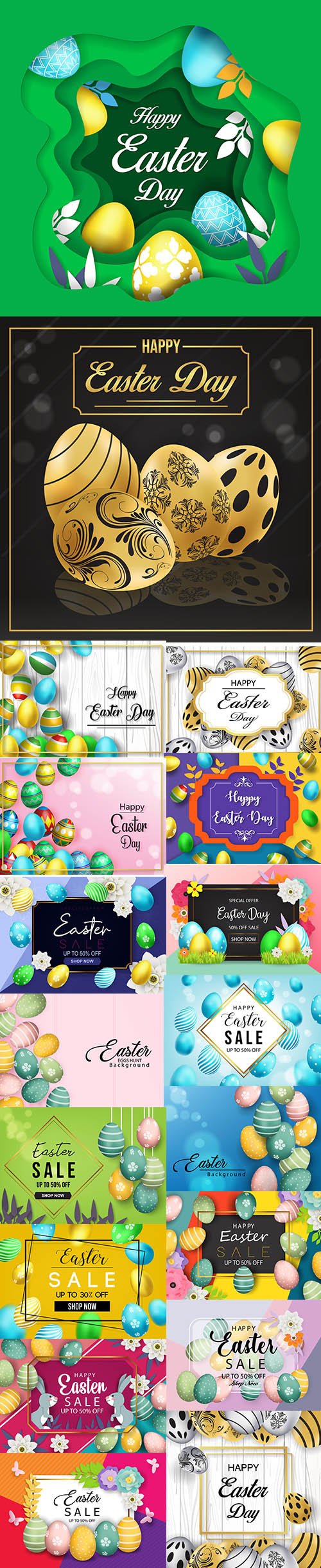 Happy Easter Luxury Backgrounds Template Pack Vol 3