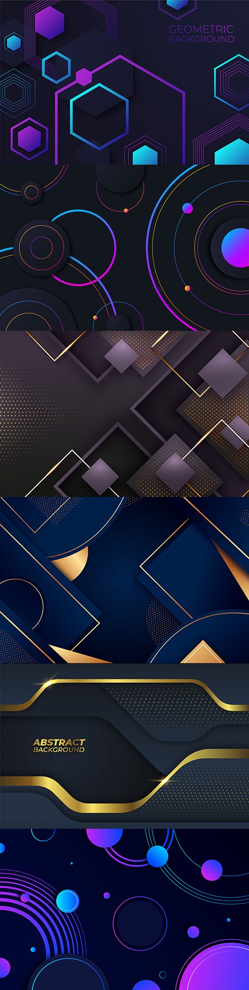 Gradient geometric shapes design dark background 4