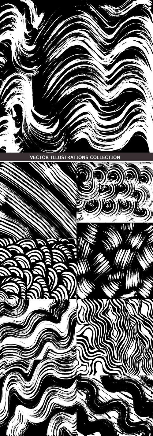 Grunge pattern abstract black white stains of brush