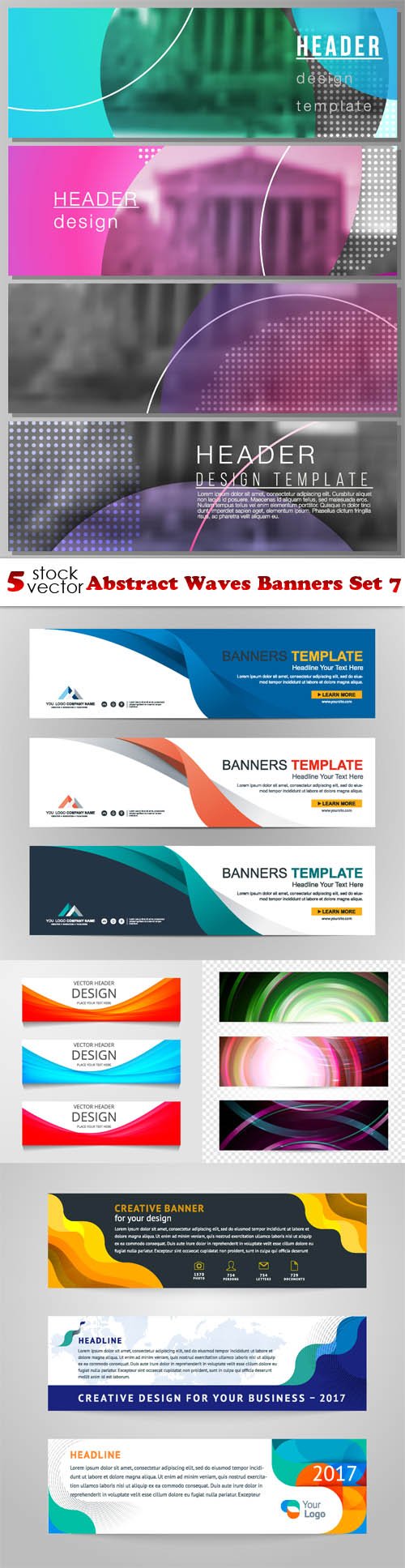 Vectors - Abstract Waves Banners Set 7