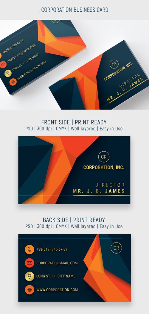 Corporation Business Card PSD Template