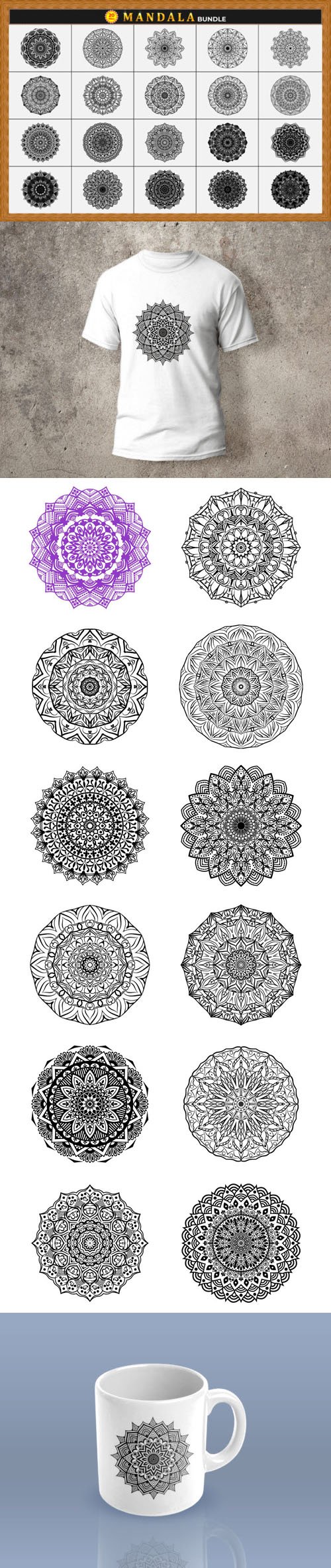 20 Mandala Circular Patterns Vector Bundle