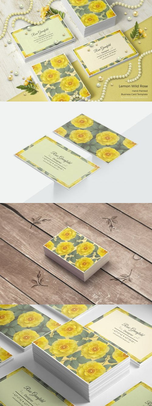 Lemon Wild Rose PSD Business Card