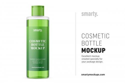 Transparent cosmetic bottle mockup