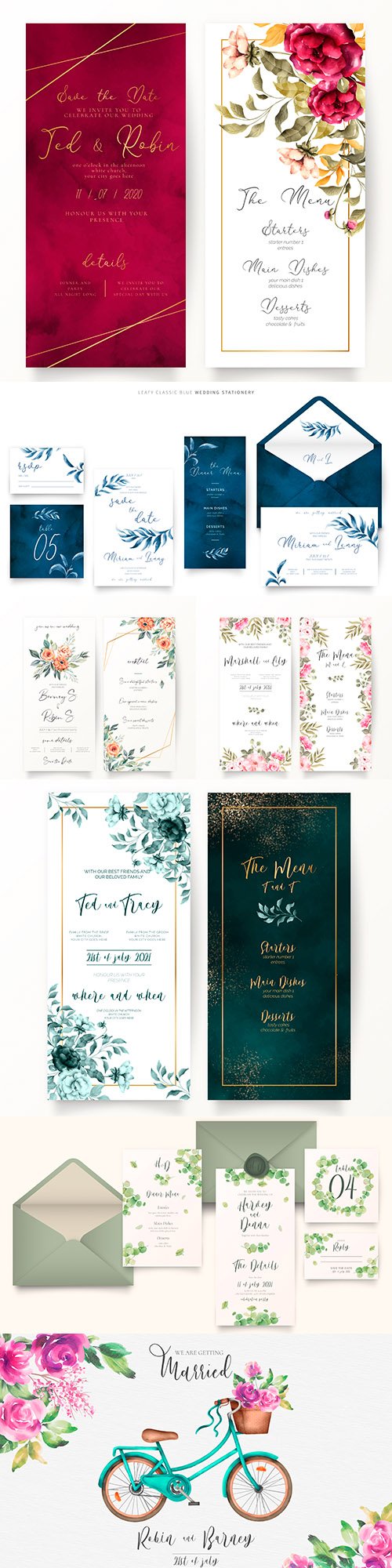 Wedding invitations floral elegant decorative template 11