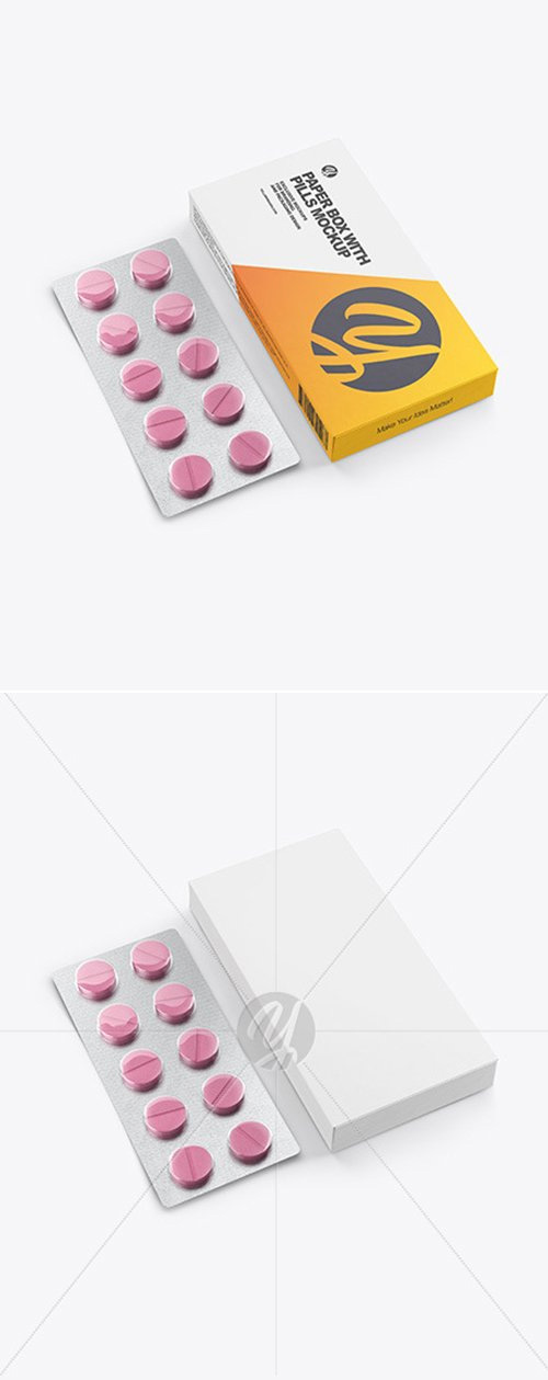 Paper Box & Pills Mockup 53806