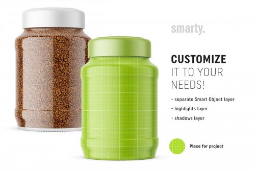 Glass coffee jar mockup 3349637