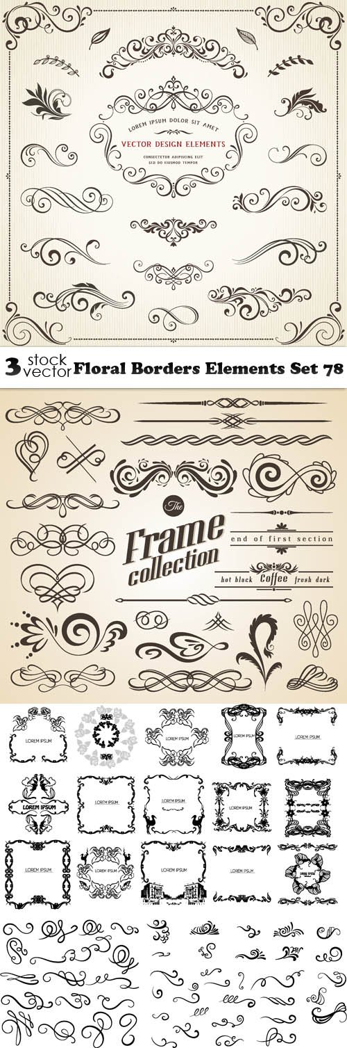 Vectors - Floral Borders Elements Set 78