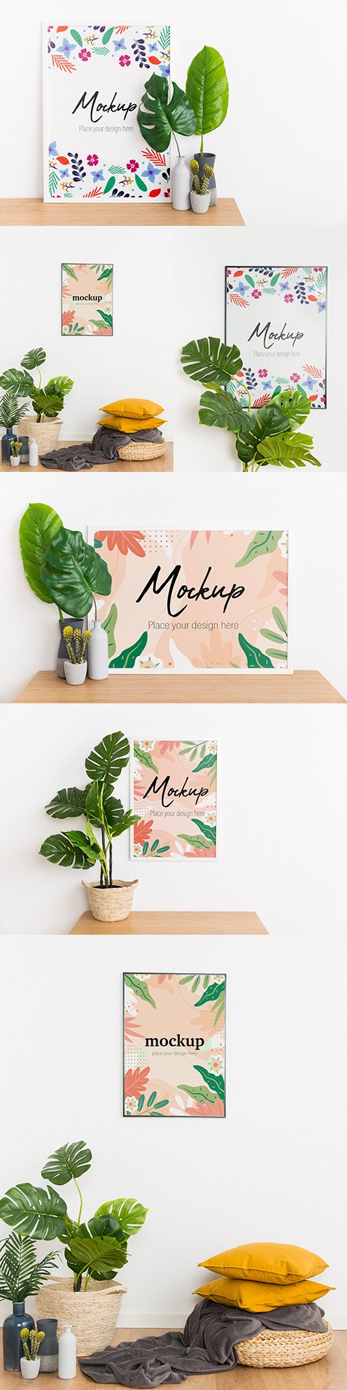 Monster and decorative frame for painting design Mockup