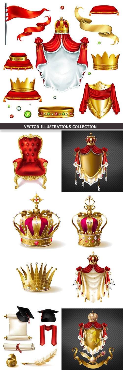 Royal crown heraldry medieval 3d realistic emblem