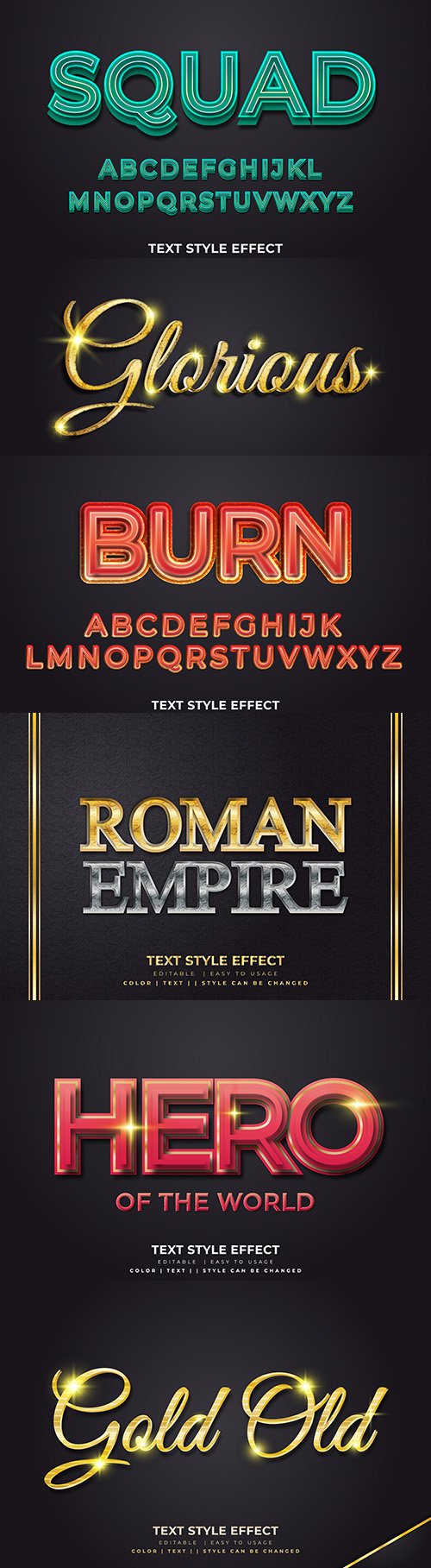 3d text style with gold and texture effect
